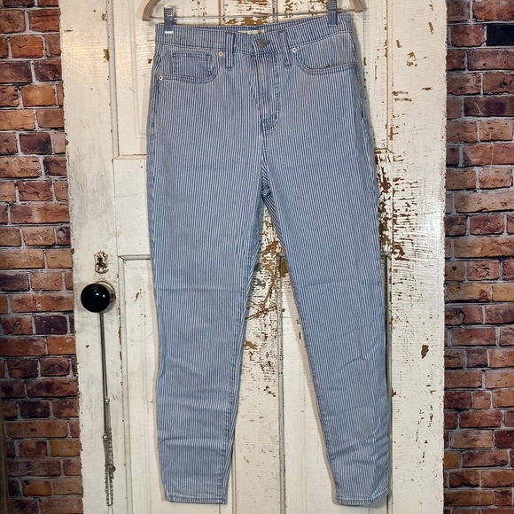 💙Madewell 10” High-Rise Skinny Crop Piper Stripe Jeans - Picture 2 of 11